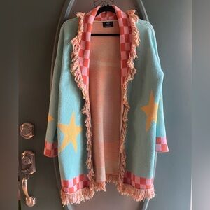 Dressed in LaLa Greetings Earthlings Luxe Fringe Cardigan Size S/M